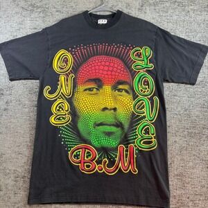 Pro Power Bob Marley T Shirt Mens XL Black One Love Rasta Graphic Glitter Print
